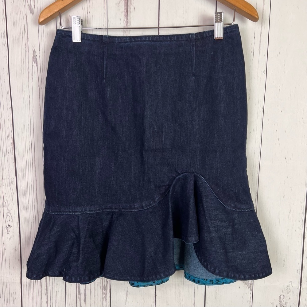 Anthropologie Leifsdottir | ruffle denim skirt